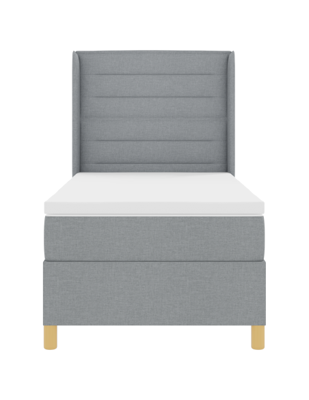 Letto Box Spring con Materasso e Luce LED Grigio Chiaro 90x190 cm in Tessuto