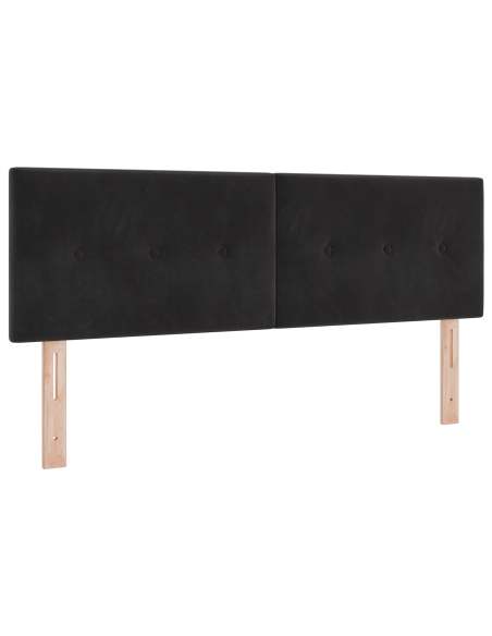 Testata Letto LED Bottoni Trapuntati Nera 80 cm Velluto