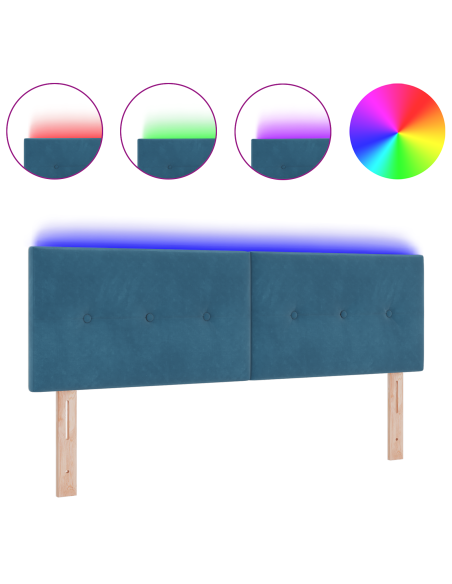 Testata LED  con bottoni trapuntata Blu Scuro 80 cm Velluto
