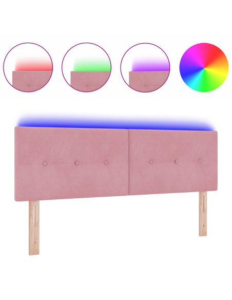 Testata LED  con bottoni trapuntati Rosa 80 cm in velluto