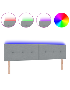 Testiera LED con testiera Grigio chiaro 180 cm Poliestere 2