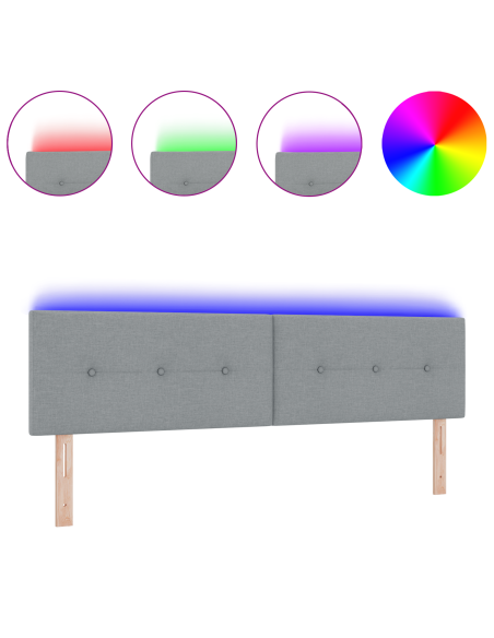 Testiera LED con testiera Grigio chiaro 180 cm Poliestere