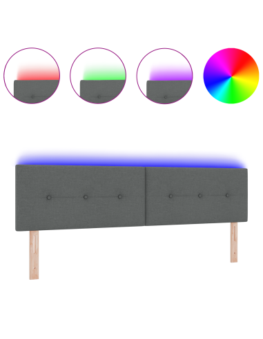 Testiera LED con testiera Grigio scuro 180 cm Poliestere