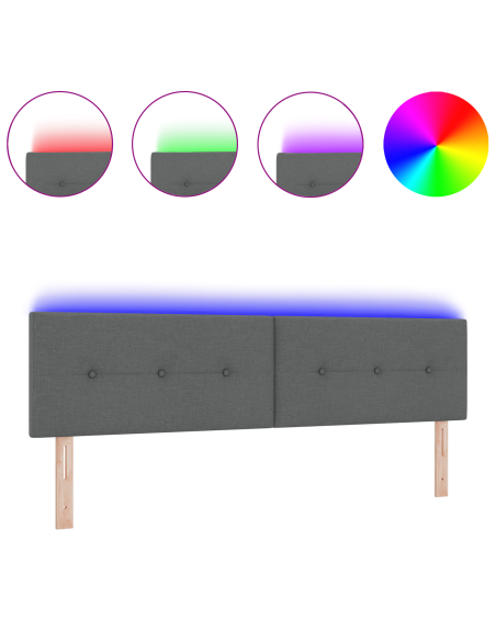 Testiera LED con testiera Grigio scuro 180 cm Poliestere