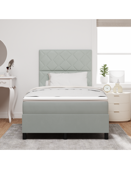 Letto Box Spring con Materasso e Luce LED Grigio Chiaro 120x190 cm Velluto