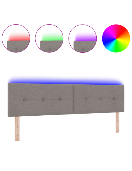 Testiera LED  con bottoni trapuntati tortora 90 cm in tessuto