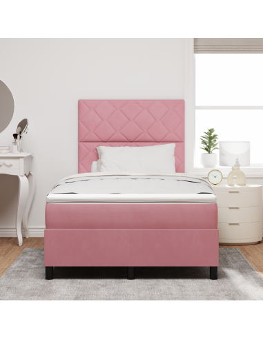 Letto a Sorgente LED con materasso Rosa 120 x 190 cm Tessuto