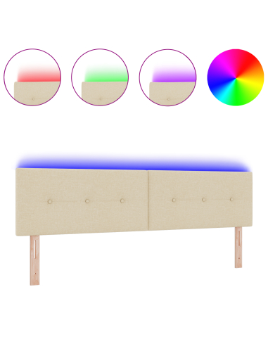 Testiera LED con luci a strisce a LED Crema 180 cm Poliestere