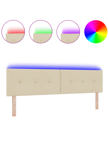 Testiera LED con luci a strisce a LED Crema 180 cm Poliestere