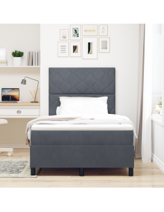 Letto a Sorgente LED Grigio scuro 120 x 200 cm Tessuto