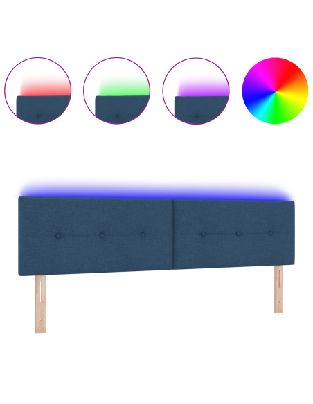Testata LED con bottoni imbottiti Blu 90 cm Tessuto