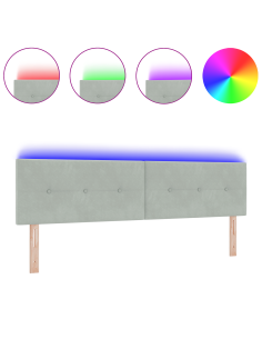 Testiera LED con testiera Grigio chiaro 180 cm Poliestere 2