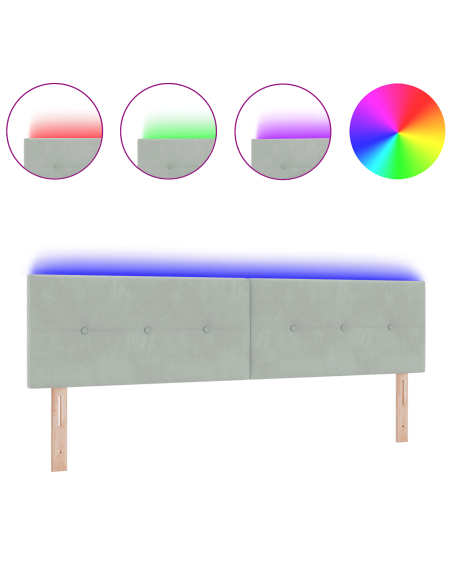 Testiera LED con testiera Grigio chiaro 180 cm Poliestere