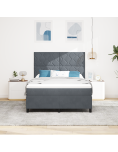 Letto a Sorgente LED Grigio scuro 140 x 190 cm Tessuto