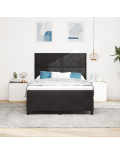 Letto a Sorgente LED con materasso Nero 140 x 190 cm Tessuto