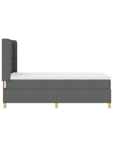 Letto Box Spring con Materasso e LED Grigio Scuro 100x200 cm Tessuto