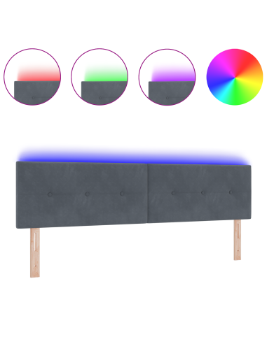 Testiera LED con luci a strisce a LED Grigio 180 cm Poliestere
