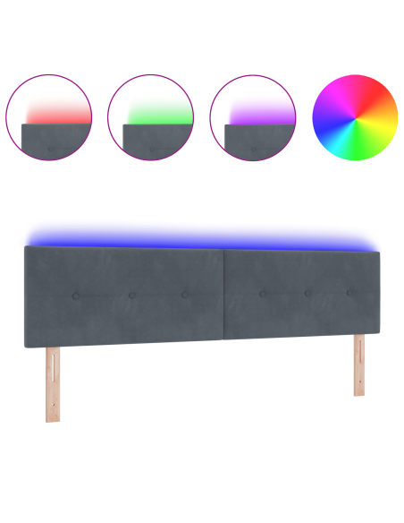 Testiera LED con luci a strisce a LED Grigio 180 cm Poliestere
