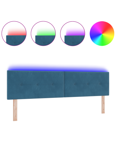 Testiera LED con luci a strisce a LED Blu 180 cm Poliestere