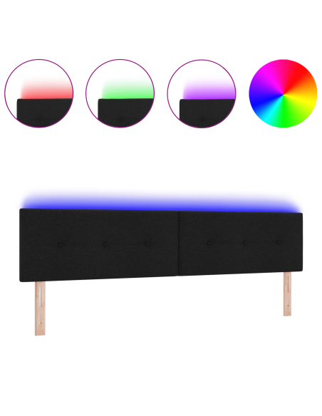 Testiera LED con luci a strisce a LED Nero 200 cm Poliestere