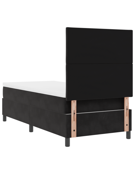 Letto a Sorgente LED con materasso Nero 90 x 190 cm Tessuto