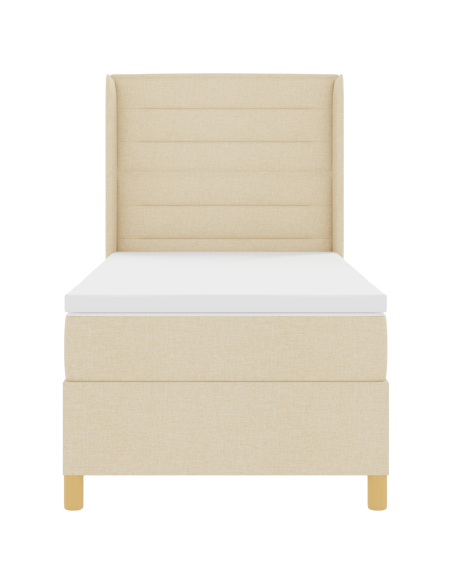 Letto Box Spring con Materasso e LED Crema 100x200 cm Tessuto