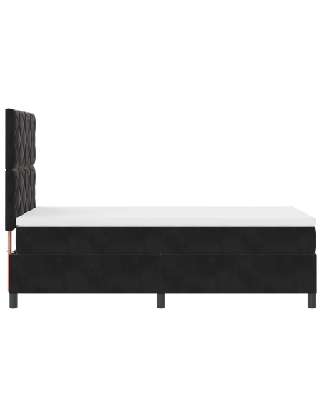 Letto a Sorgente LED con materasso Nero 90 x 190 cm Tessuto
