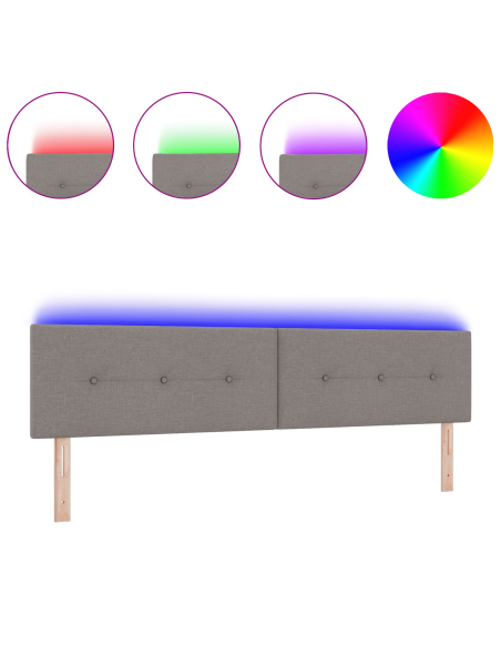 Testata LED  con bottoni trapuntati Tortora 100 cm in tessuto
