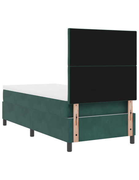 Letto a box spring  con materasso e LED Verde Scuro 90x190 cm Velluto