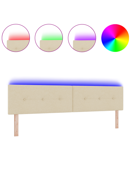 Testiera LED  con bottoni trapuntati Crema 100 cm Tessuto