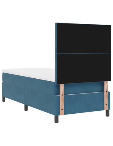 Letto a Sorgente LED con testiera Blu Scuro 90 x 190 cm Tessuto