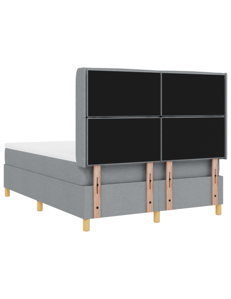 Letto a Doghe  con Materasso e Luce LED Grigio Chiaro 140x190 cm Tessuto
