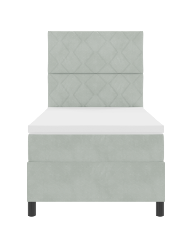 Letto a Sorgente LED Grigio chiaro 90 x 200 cm Tessuto