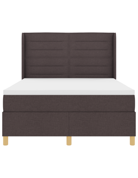Letto Box Spring con Materasso e LED Marrone Scuro 140x190 cm in Tessuto
