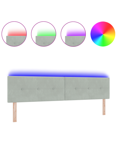 Testiera LED Grigio chiaro 200 cm Poliestere