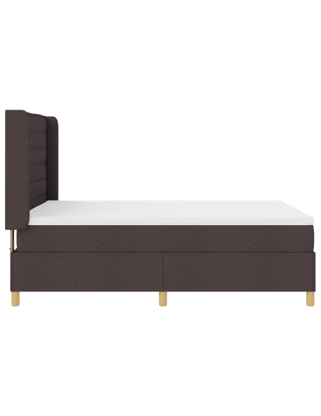 Letto Box Spring con Materasso e LED Marrone Scuro 140x190 cm in Tessuto