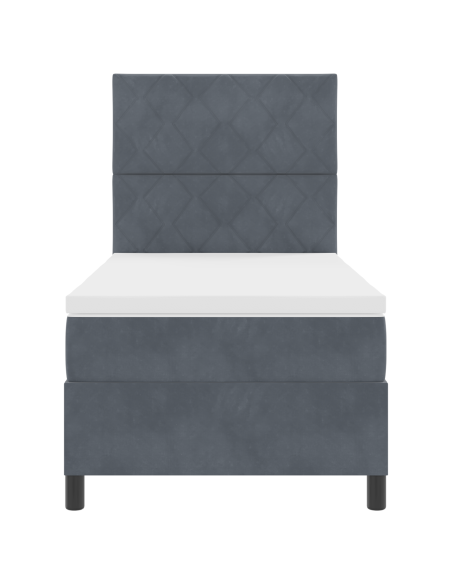 Letto con Rete a Molle e Materasso & LED Grigio Scuro 90x200 cm Velluto