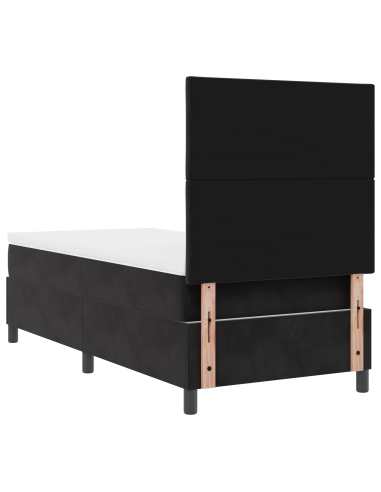 Letto a Sorgente LED con materasso Nero 90 x 200 cm Tessuto