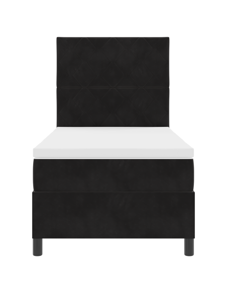 Letto a Sorgente LED con materasso Nero 90 x 200 cm Tessuto