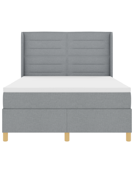 Letto Box Spring con Materasso e Luce LED Grigio Chiaro 140x200 cm Tessuto