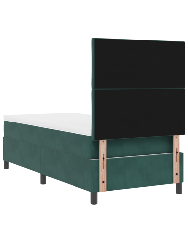 Letto a Sorgente LED Verde Scuro 90 x 200 cm Tessuto