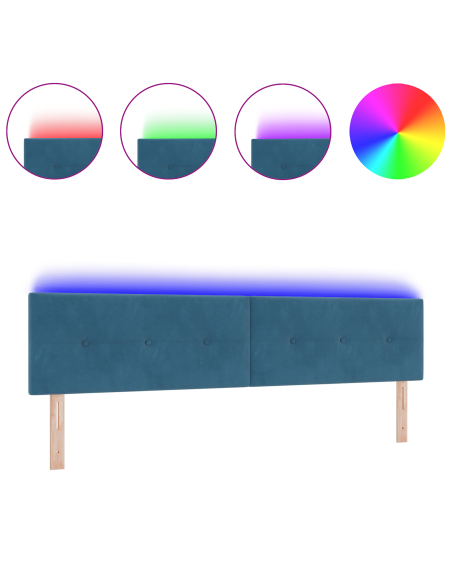Testata LED  Con Bottoni Trapuntati Blu Scuro 100 cm Velluto