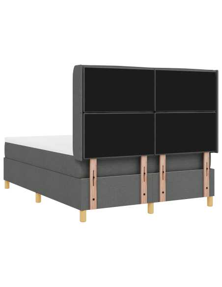 Letto Box Spring con Materasso e LED Grigio Scuro 140x200 cm Tessuto