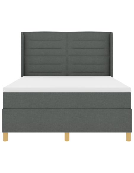 Letto Box Spring con Materasso e LED Grigio Scuro 140x200 cm Tessuto