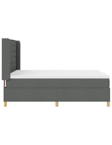 Letto Box Spring con Materasso e LED Grigio Scuro 140x200 cm Tessuto