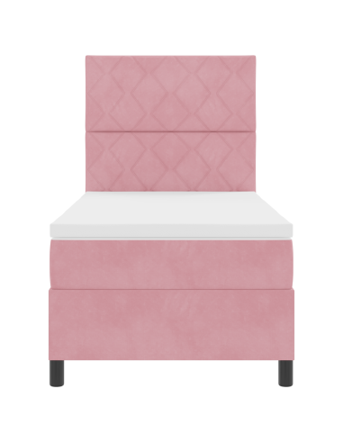 Letto a Sorgente LED con materasso Rosa 90 x 200 cm Tessuto