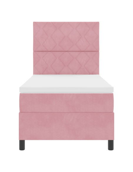 Letto a Sorgente LED con materasso Rosa 90 x 200 cm Tessuto