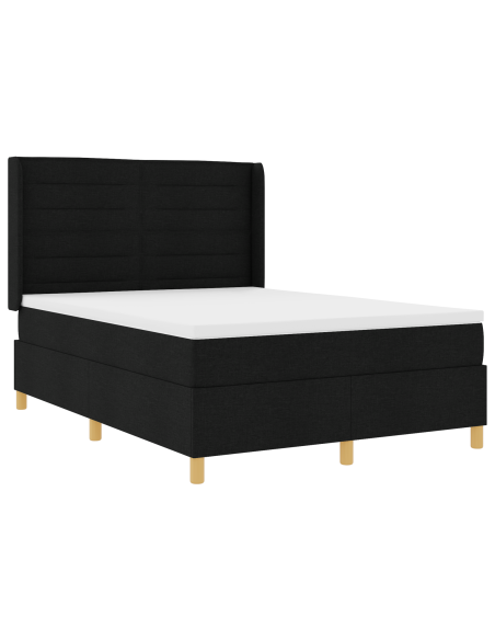 Letto a molle con materasso Nero 140 x 200 cm Tessuto