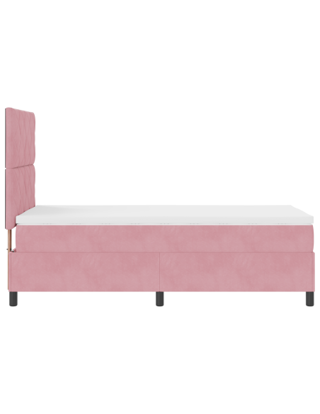 Letto a Sorgente LED con materasso Rosa 90 x 200 cm Tessuto