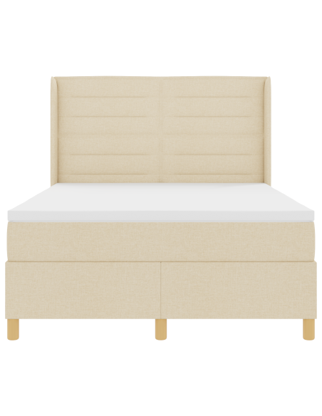 Letto a Molle con Materasso e LED Crema 140x200 cm Tessuto